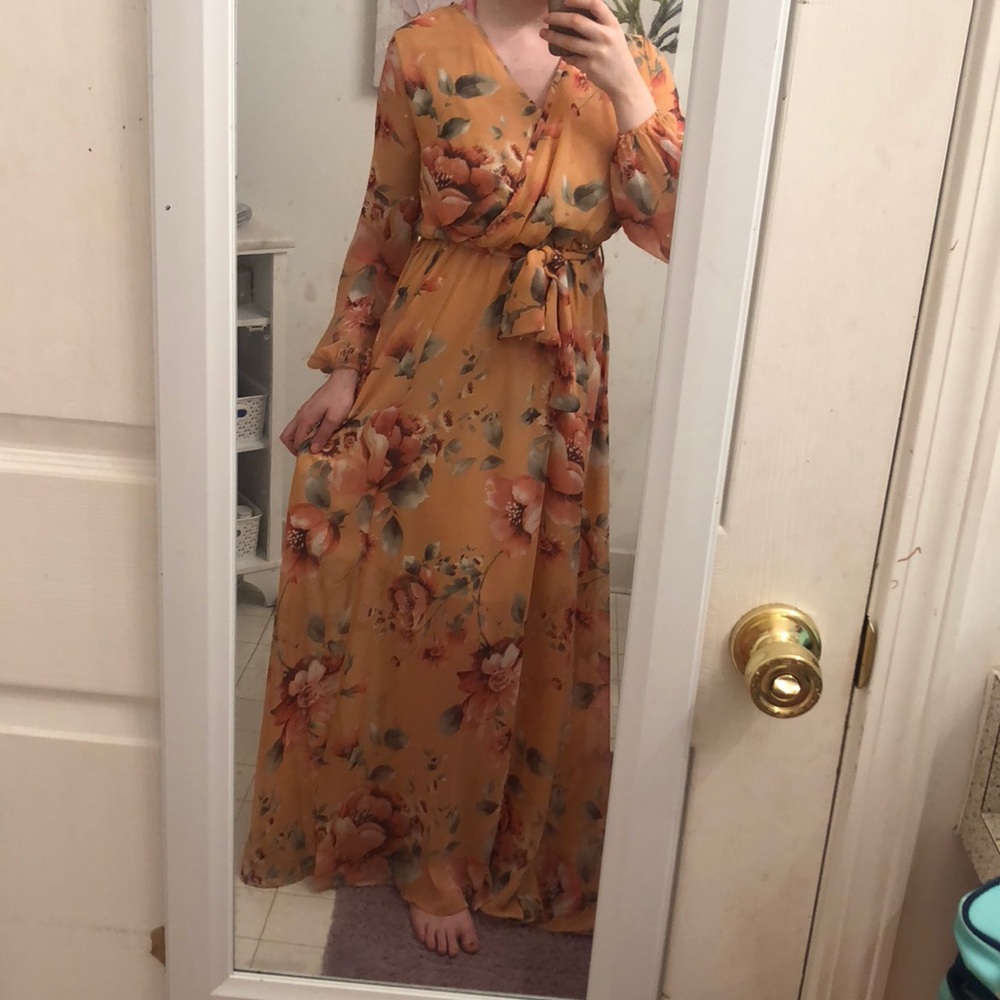 floral long sleeved Maxi dress